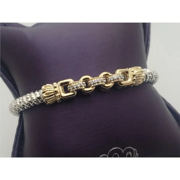 Sterling silver and 14k yellow gold link motif bracelet with diamonds Roberts Jewelers Jackson, TN