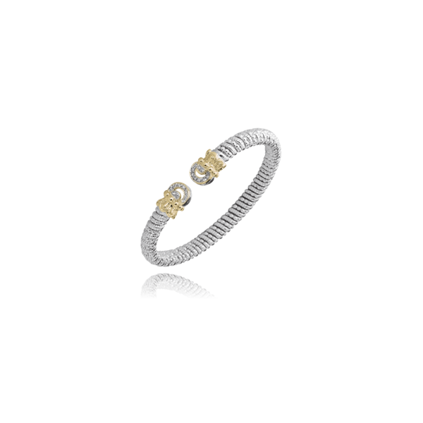 14k yellow gold and sterling silver open fan cuff bracelet with diamonds Roberts Jewelers Jackson, TN
