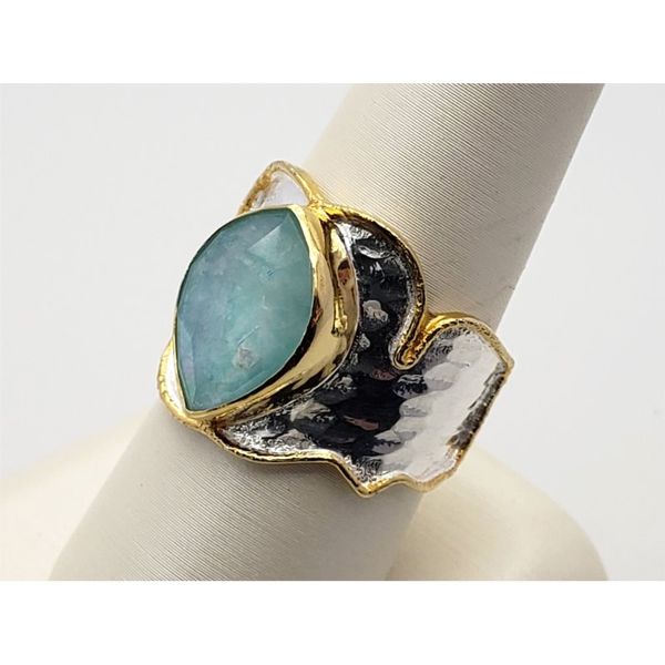 Sterling silver and vermeil with amazonite ring Image 2 Roberts Jewelers Jackson, TN