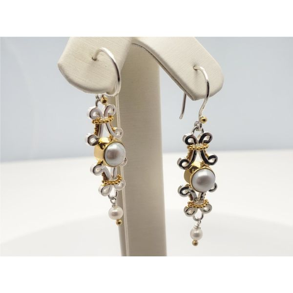 Sterling silver and vermeil earrings with pearl Roberts Jewelers Jackson, TN