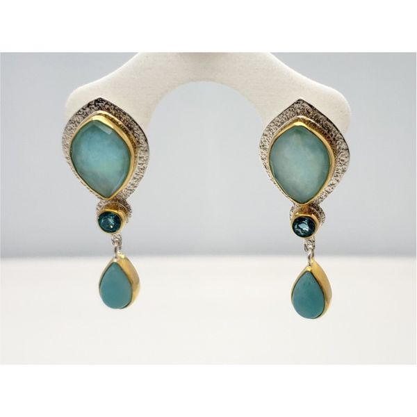 Sterling silver and vermeil earrings with amazonite, quartz, and topaz Roberts Jewelers Jackson, TN
