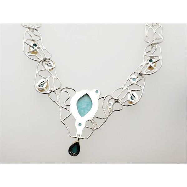 Sterling silver and vermeil amazonite with checkered quartz, amazonite, paraiba topaz, and sky blue topaz Image 2 Roberts Jewelers Jackson, TN