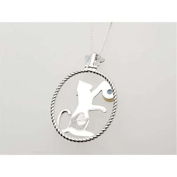 Sterling silver and vermeil pendant and chain with baby blue topaz Image 2 Roberts Jewelers Jackson, TN