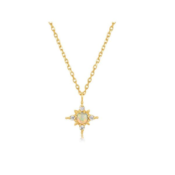 14kt Gold Opal and White Sapphire Star Necklace Roberts Jewelers Jackson, TN