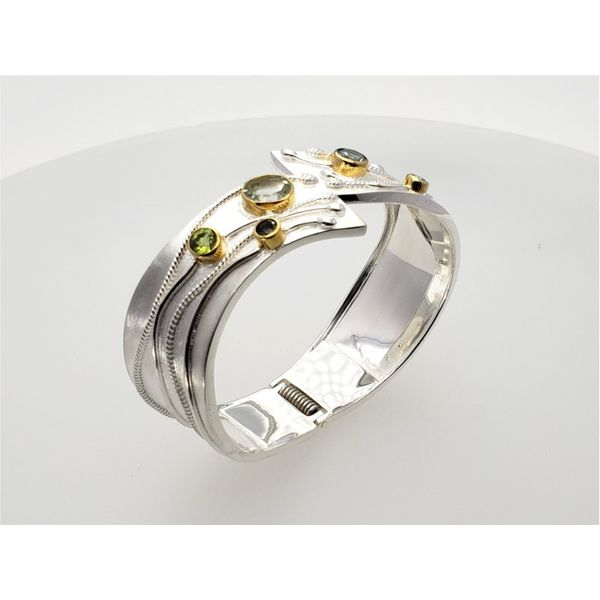 Sterling silver and vermeil hinged bracelet with gemstones Image 2 Roberts Jewelers Jackson, TN
