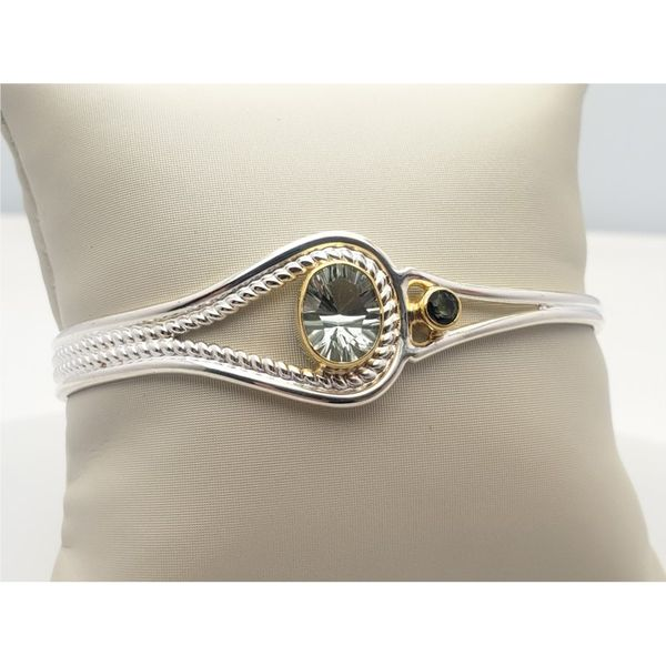 Sterling silver and vermeil open bangle with gemstones Roberts Jewelers Jackson, TN