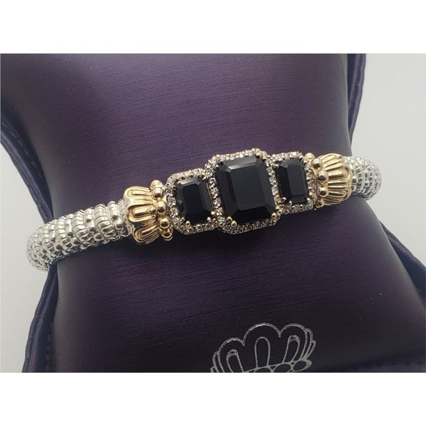 Sterling silver and 14k yellow gold bracelet with diamond and onyx Roberts Jewelers Jackson, TN