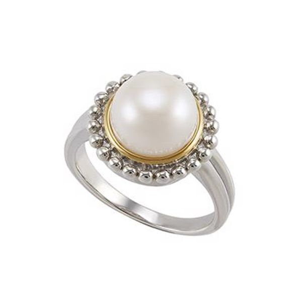 14k yellow gold and sterling silver button pearl fashion ring Roberts Jewelers Jackson, TN