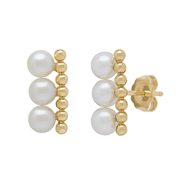 14k yellow gold and three pearl earrings Roberts Jewelers Jackson, TN