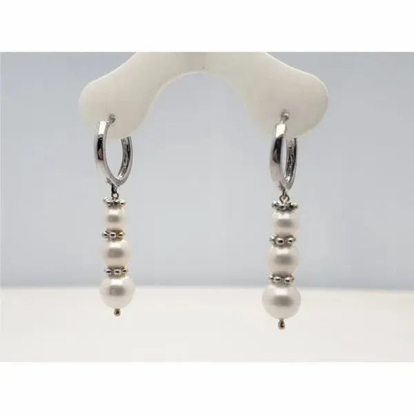 Drop earrings with 14k yellow gold, sterling silver, and pearl Image 2 Roberts Jewelers Jackson, TN