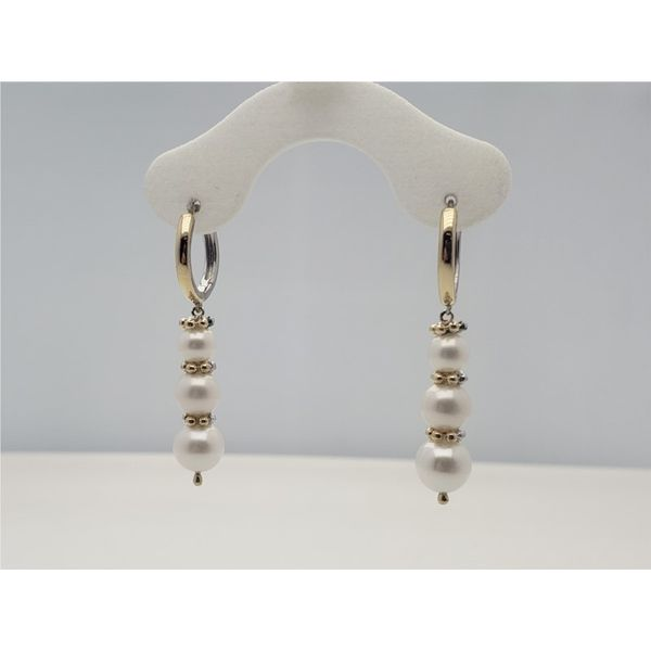 Drop earrings with 14k yellow gold, sterling silver, and pearl Roberts Jewelers Jackson, TN