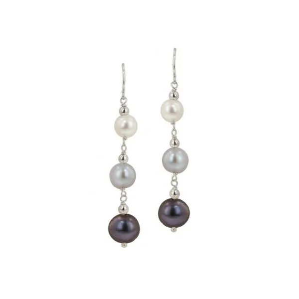 Sterling silver Tuxedo colored pearl dangle earrings Roberts Jewelers Jackson, TN