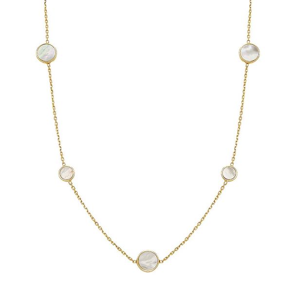 14k yellow gold necklace with circles of mother of pearl Roberts Jewelers Jackson, TN