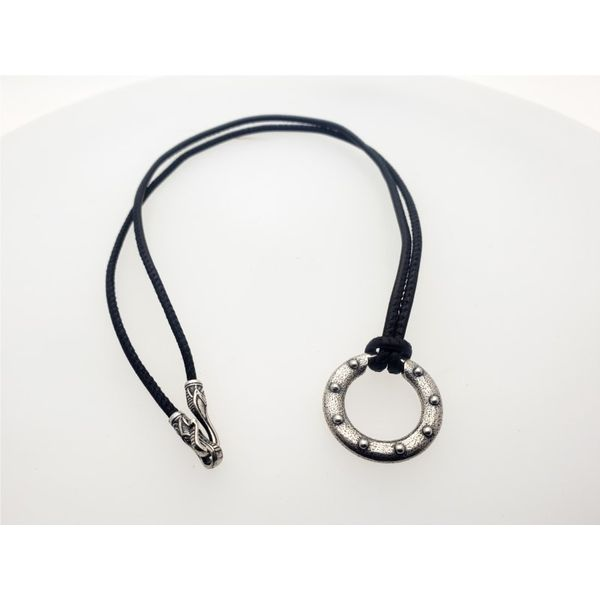 Silver Orbit Mens Silver and Leather Necklace Roberts Jewelers Jackson, TN