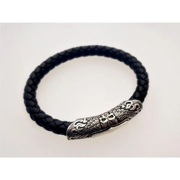 Ramble On Mens Silver and Leather Bracelet Roberts Jewelers Jackson, TN