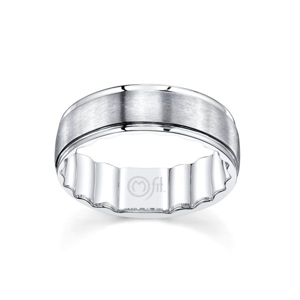 10k white gold mens band with brushed satin center Roberts Jewelers Jackson, TN