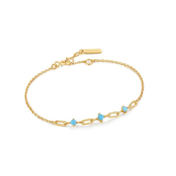 Gold Turquoise Link Bracelet Roberts Jewelers Jackson, TN