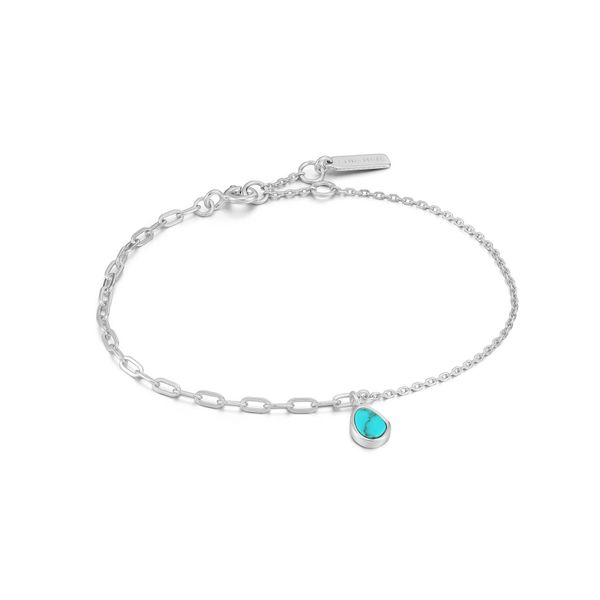 Silver Tidal Turquoise Mixed Link Bracelet Roberts Jewelers Jackson, TN