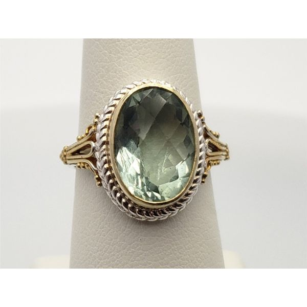 Sterling silver, vermeil and green amethyst ring Roberts Jewelers Jackson, TN