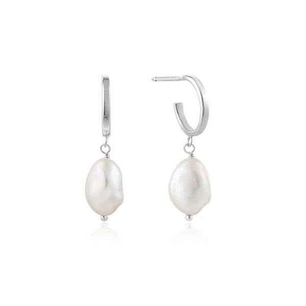 Silver Pearl Mini Hoop Earrings Roberts Jewelers Jackson, TN