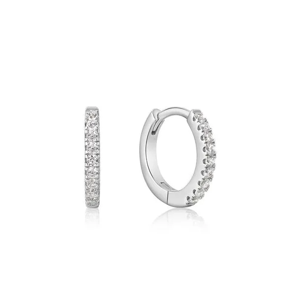 Silver Sparkle Huggie Hoop Earrings Roberts Jewelers Jackson, TN