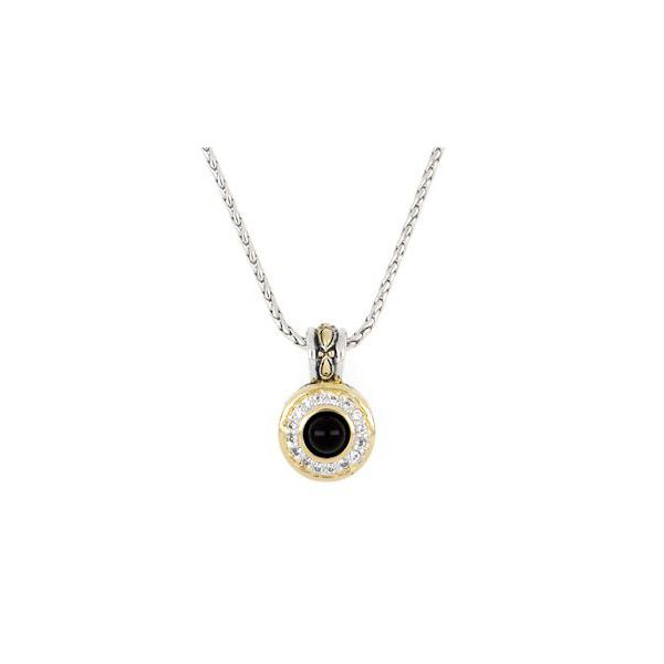 Genuine black onyx and pave pendant with chain Roberts Jewelers Jackson, TN