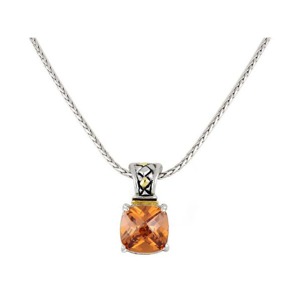 Anvil Square Cut Enhancer Pendant with Chain in Champagne Roberts Jewelers Jackson, TN