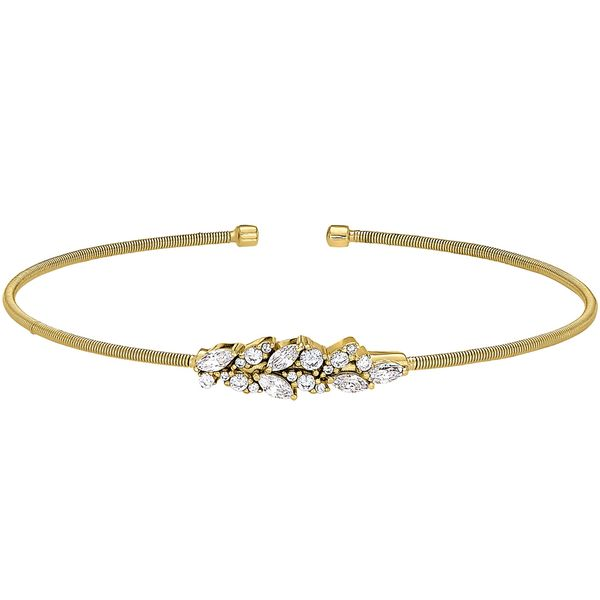 Gold cable cuff bracelet with leaf pattern Roberts Jewelers Jackson, TN