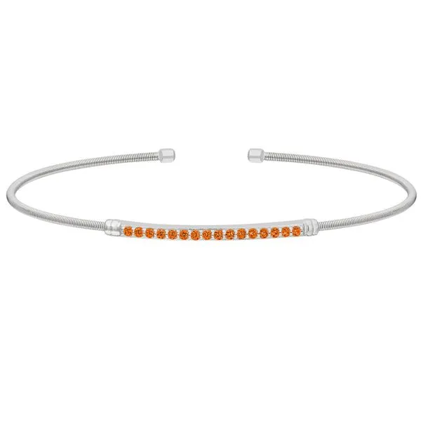 Silver cable cuff bracelet with orange stones Roberts Jewelers Jackson, TN