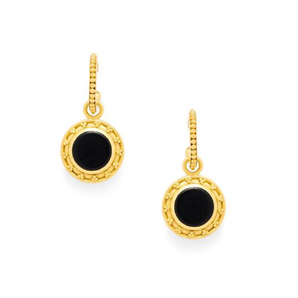 Sophia Hoop & Charm Earring in black onyx Roberts Jewelers Jackson, TN