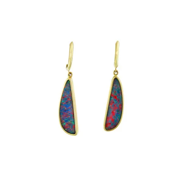 Dazzling Australian opal lever back earrings Root Jewelers Medford, OR