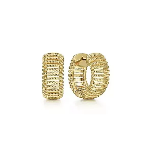 Trend Making Pattern Huggie Earrings by Gabriel & Co. Root Jewelers Medford, OR