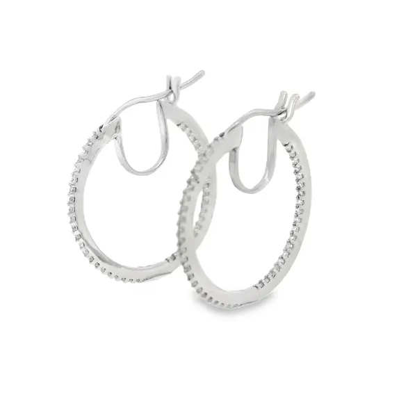 10Kt White Gold Diamond Hoop Earrings Image 3 S&E Jewelers Depew, NY