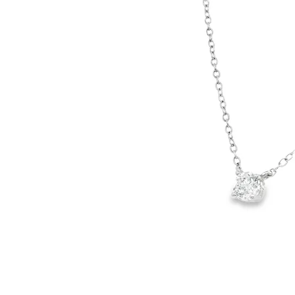 14K White Gold Diamond Solitaire Necklace Image 3 S&E Jewelers Depew, NY