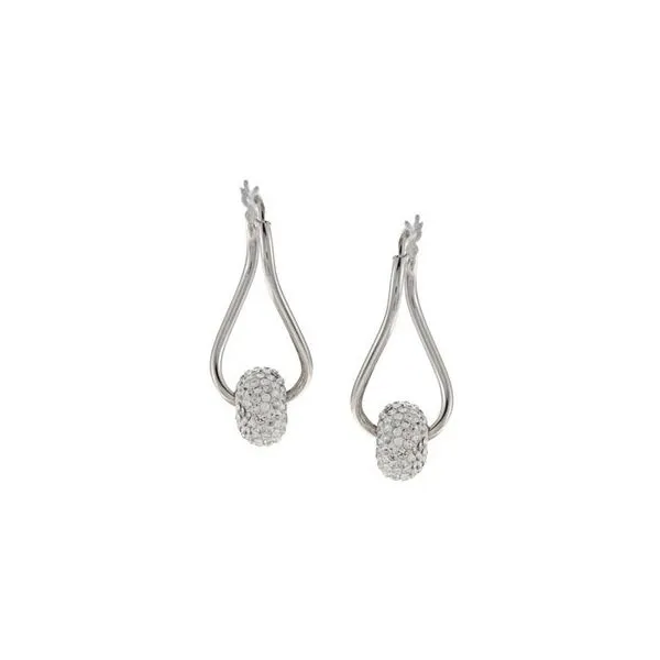 Sterling Silver Crystal Bead Oval Twisted Hoop Earrings S&E Jewelers Depew, NY