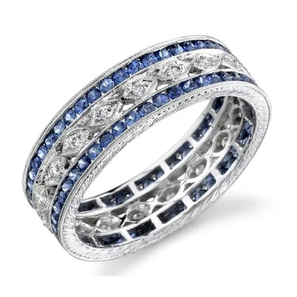 Sapphire & Diamond Stack Band Simones Jewelry, LLC Shrewsbury, NJ