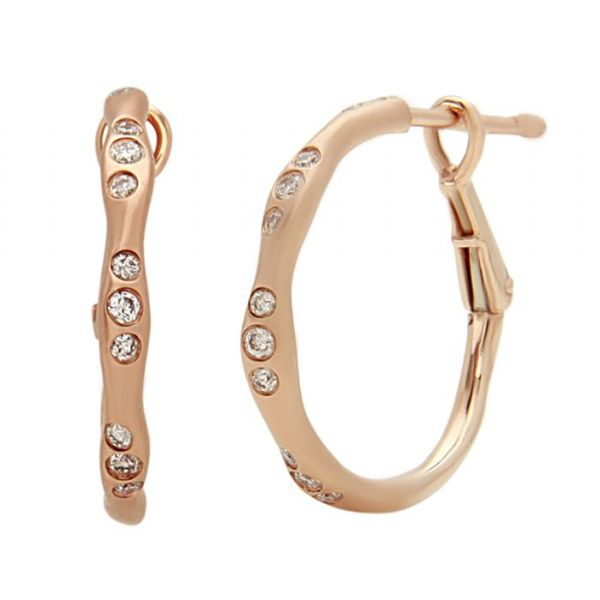 Rose Gold Burnished Diamond Hoop Earrings Simones Jewelry, LLC Shrewsbury, NJ