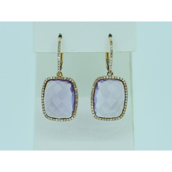 Rose Gold Diamond/Amethyst Leverback Earrings Simones Jewelry, LLC Shrewsbury, NJ
