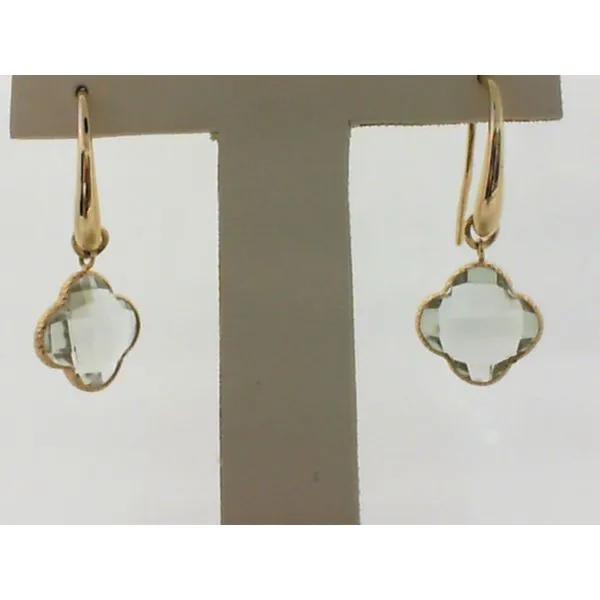 Yellow Gold Green Amethyst Flower Leverback Earrings Simones Jewelry, LLC Shrewsbury, NJ