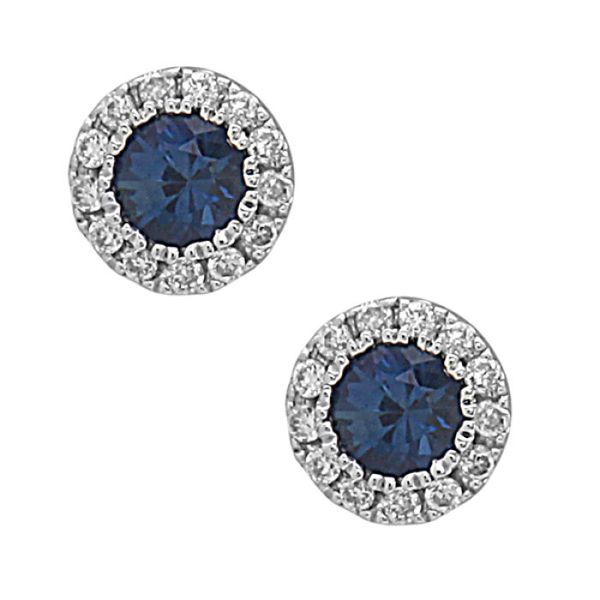 Sapphire & Diamond Halo Earrings Simones Jewelry, LLC Shrewsbury, NJ