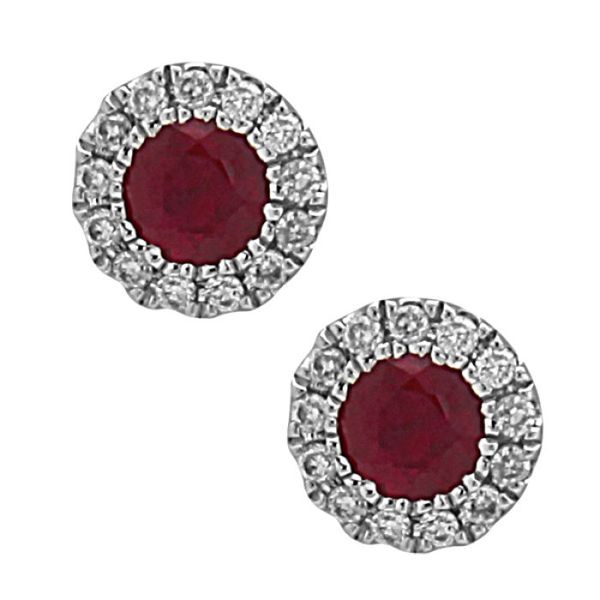 Ruby & Diamond Halo Earrings Simones Jewelry, LLC Shrewsbury, NJ