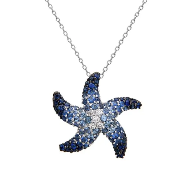 Diamond & Sapphire Starfish Necklace Simones Jewelry, LLC Shrewsbury, NJ