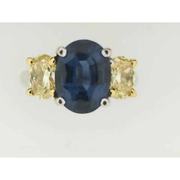 Sapphire and Fancy Yellow Diamond Ring Image 2 Simones Jewelry, LLC Shrewsbury, NJ