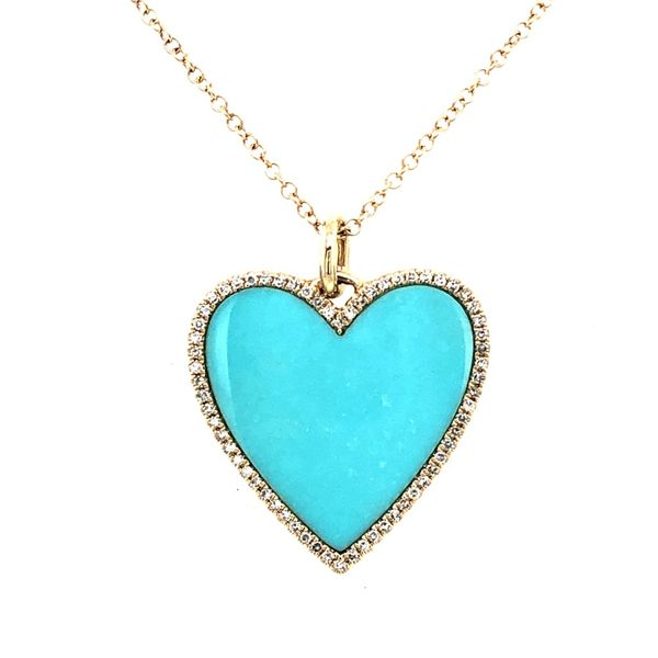 Turquoise & Diamond Heart Necklace Simones Jewelry, LLC Shrewsbury, NJ