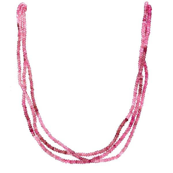 Triple Strand Pink Tourmaline Necklace Image 2 Simones Jewelry, LLC Shrewsbury, NJ