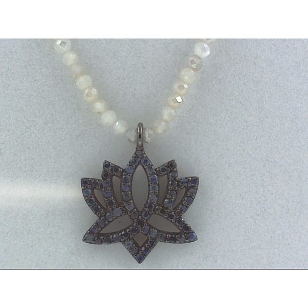 Sapphire Lotus on Moonstone Necklace Simones Jewelry, LLC Shrewsbury, NJ
