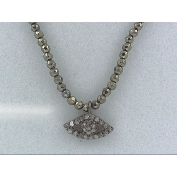 Diamond Eye on Faceted Pyrite Necklace Simones Jewelry, LLC Shrewsbury, NJ