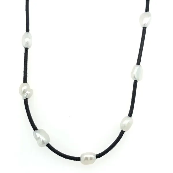 Cultured Freshwater Pearl Multi Keshi Pearl Black Leather Simones Jewelry, LLC Shrewsbury, NJ