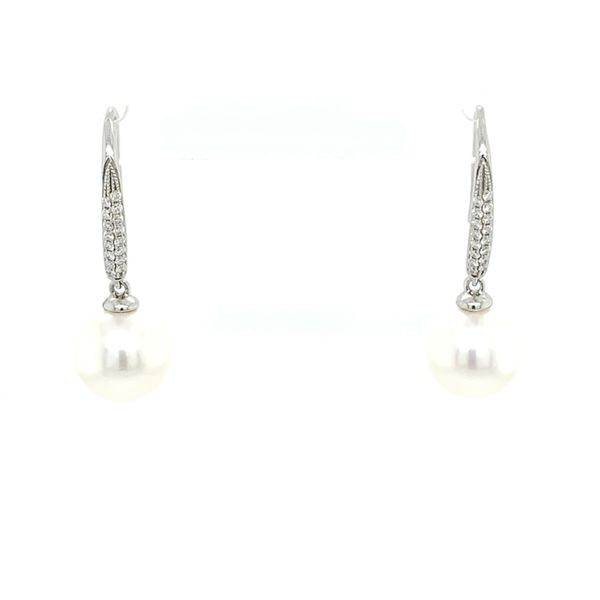Diamond and Pearl Drop Earrings Simones Jewelry, LLC Shrewsbury, NJ