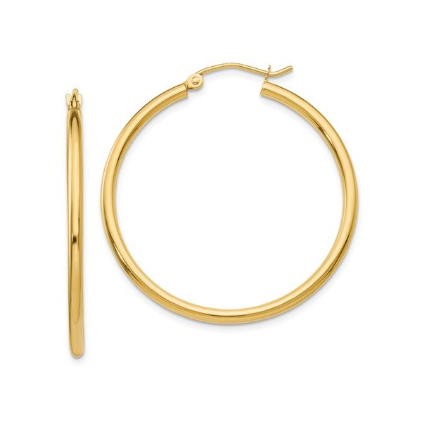 Gold Hoops with Tahitian Pearls Simones Jewelry, LLC Shrewsbury, NJ